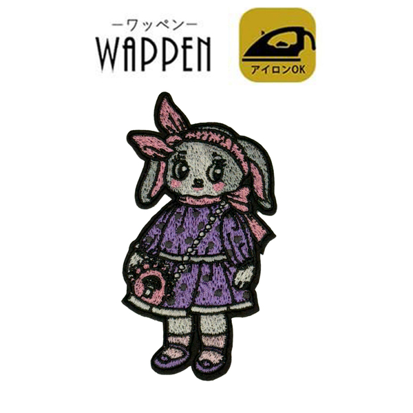 ワッペン 女の子 ガール girl うさぎ ウサギ おしゃれ リボン 刺繍