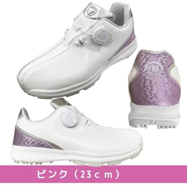 ゴルフシューズ レディース スパイクレス ダイヤル式 靴紐 シューレス