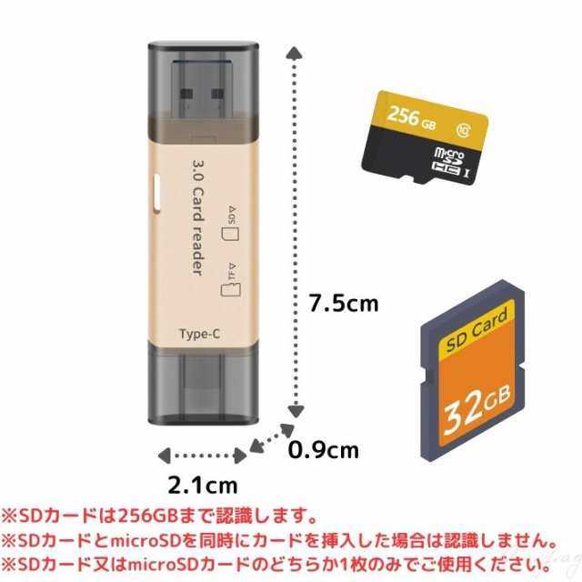 カードリーダー SD TF 2IN1 USB3.0 SD MicroSD ２スロット拡張 128G 高速転送 MacBook Windows両対応 多彩なメデイアカードに対応