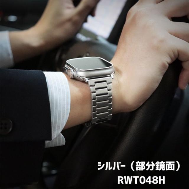 Apple Watch バンド チタン 軽量 高強度 高級 Apple Watch Ultra Ultra2 Series 10 9 8 7 6 SE 対応 金属アレルギー対応 メンズ レディース おしゃれ シルバー BAMBI ブランド_6