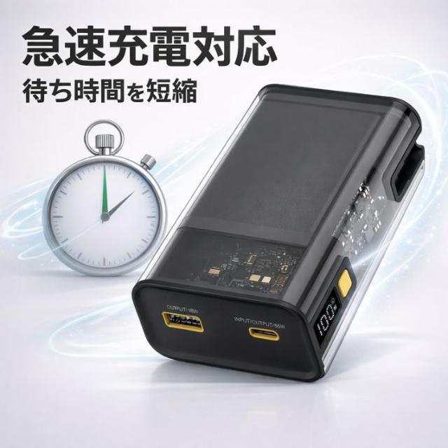 モバイルバッテリー 20000mAh 65W 急速充電 PD対応 USB-C 大容量 準