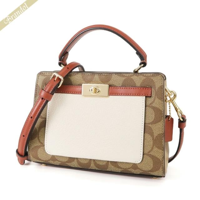 コーチ COACH レディース ショルダーバッグ キャンバス×レザーコンビ 2way ミニトートバッグ ベージュ×ライトブラウン C8318 IMLOTの通販は 30,400円