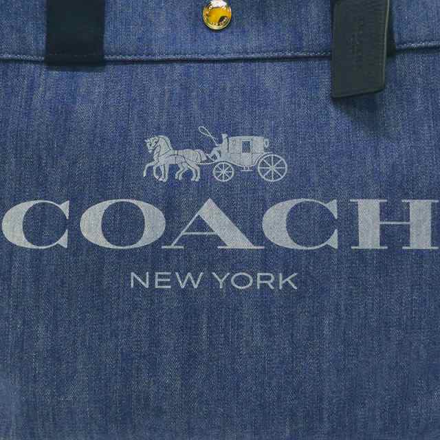 COACH ロゴ キャンバスデニム トート ブルー系F67415