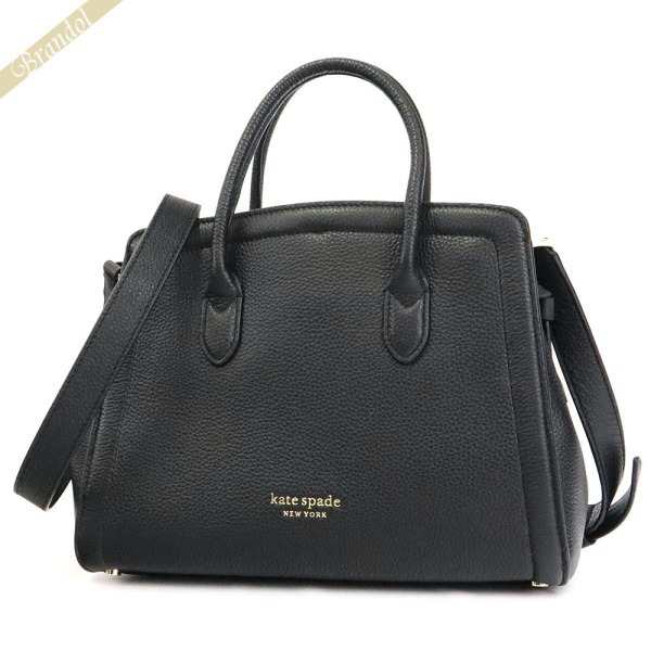 ケイトスペード kate spade レディース ショルダーバッグ knott ノット レザー 2way ミディアム サッチェル ブラック PXR00398 001 【202