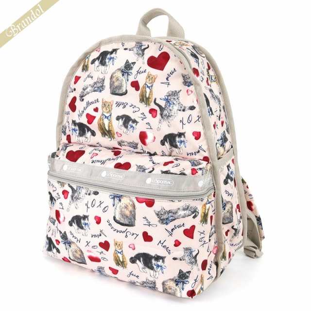 レスポートサック LeSportsac レディース リュックサック BASIC BACKPACK キャット柄 ライトピンク×ベージュ 7812 E479