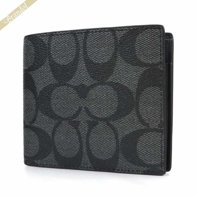 《正規品》COACH・二つ折り財布F75006・シグネッチャー・ブラック・メンズ