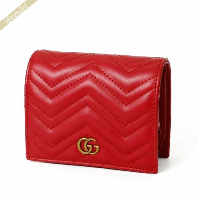 グッチ GUCCI レディース 二つ折り財布 GGマーモント レザー 小銭入れ付 レッド 546580 DTD1T 6433