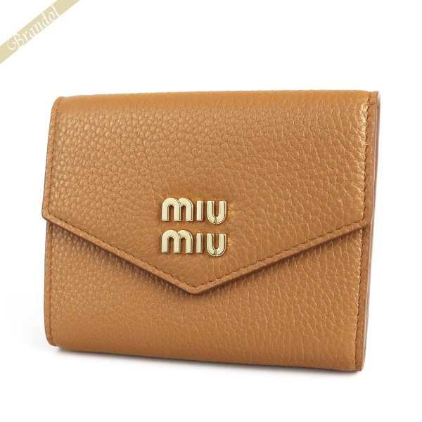 純国産/日本製 ミュウミュウ MIU レディース 二つ折り財布 レザー
