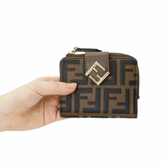 フェンディ FENDI レディース 二つ折り財布 FFロゴ ズッカ柄 L字