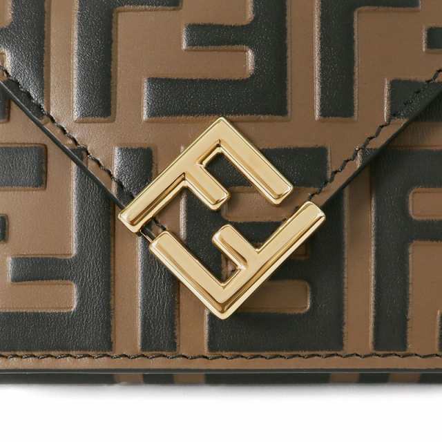 フェンディ FENDI レディース 二つ折り財布 FFロゴ ズッカ柄 ブラウン