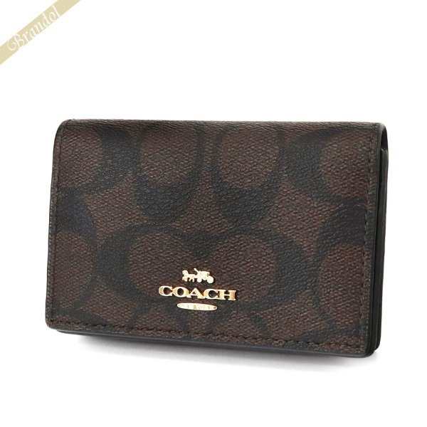 コーチ COACH レディース・メンズ 名刺入れ シグネチャー カードケース ブラウン×ブラック 91681 IMAA8