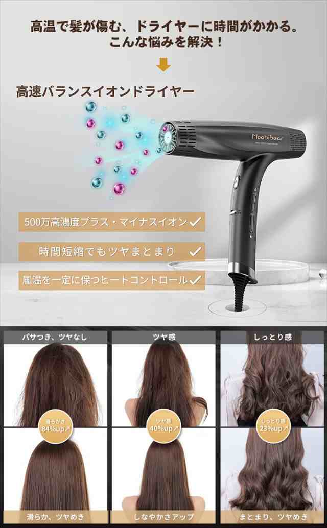 値下げ】 ドライヤー バランスイオンテクノロジー 大風量 1400W 軽量 ヘアドライヤー 速乾ドライヤー 速乾