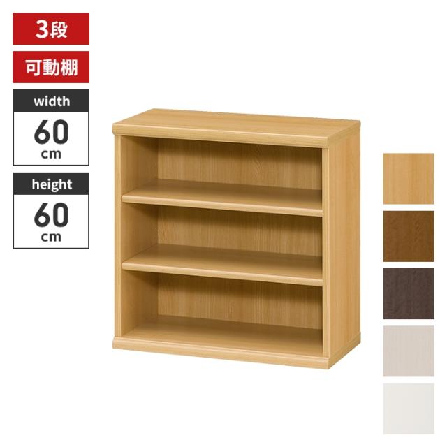 本棚 3段 ブックシェルフ 幅60 高さ60 収納棚 フリーラック 多目的ラック 漫画 コミック 本収納 小物置き ディスプレイの通販は