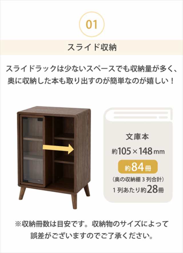 スライド ラック 幅50 奥行30 高さ73 Pico 収納 キャビネット 脚付き