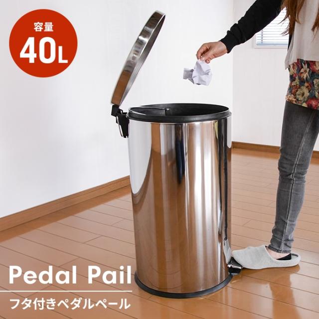 ふた付き ゴミ箱 40L ペダル フタ付きごみ箱 ペダル式 ラウンド型 おしゃれ ダストボックス 大容量 ステンレス くずかご 蓋付きゴミ箱 おむつ 円柱型 縦型 キッチン シンプル カウンター キッチン 見えない 隠す 丈夫 居間の通販は 12,230円