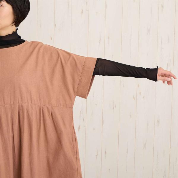 無地 ムアン ワンピ 秋冬 半袖 重ね着 ロング ワンピース おしゃれ 大人