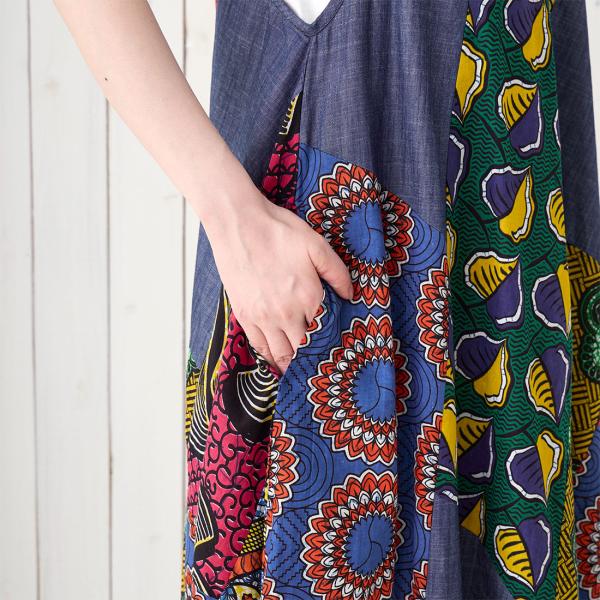 春夏 アフリカン キャミワンピ コットン ロングワンピ かわいい リゾート