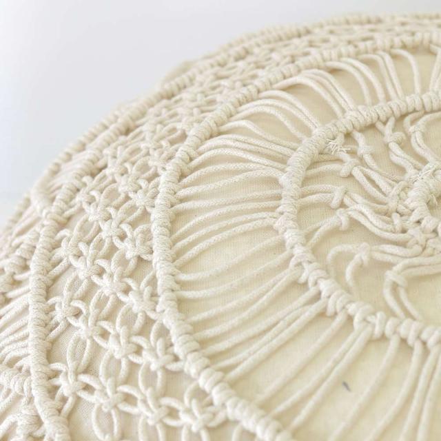マクラメ編 ニット プフ クッション 50ｃｍ おしゃれ モロッコ雑貨 POUF グランピング スツール 椅子_2