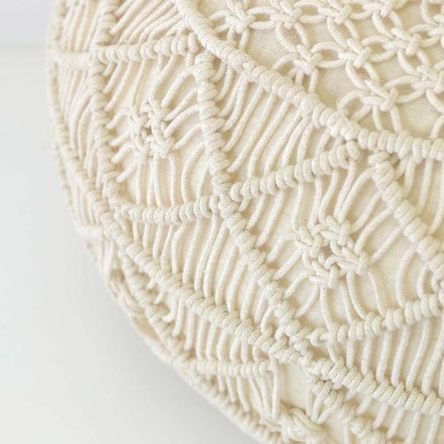 マクラメ編 ニット プフ クッション 50ｃｍ おしゃれ モロッコ雑貨 POUF グランピング スツール 椅子_3