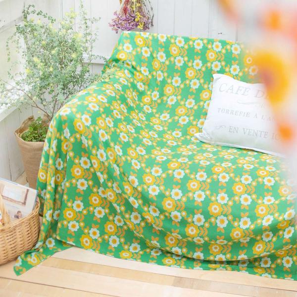 こたつカバー　ソファカバー　ベッドカバー　昭和レトロポップ　北欧花柄 昭和レトロ柄 インテリア 生地 マルチクロス 大判 ベッドカバー