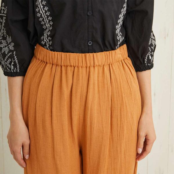 刺繍 リラックスパンツ サロン プリント ワイドパンツ かわいい