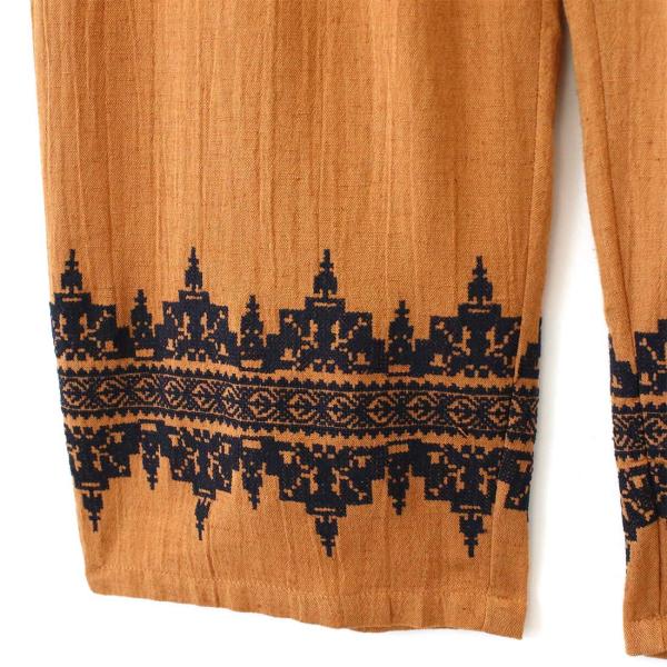 刺繍 リラックスパンツ サロン プリント ワイドパンツ かわいい