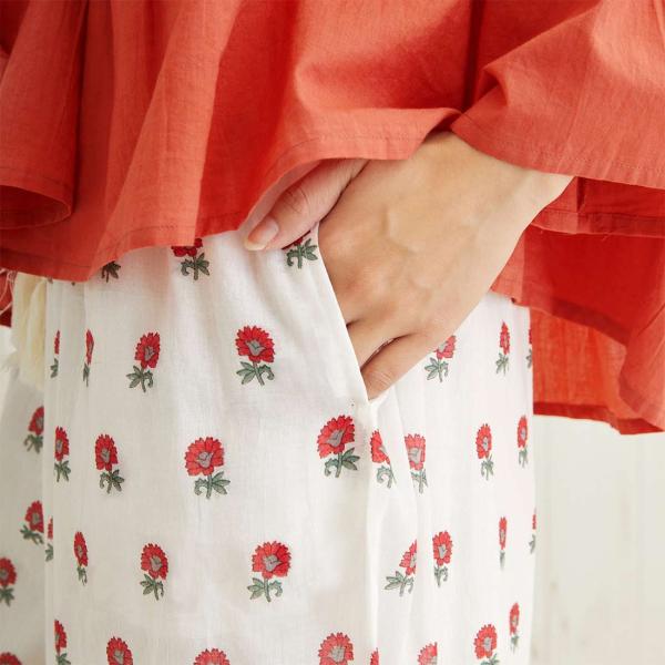 小花柄 フレア ワイド パンツ サロン コットン かわいい リゾート 春夏