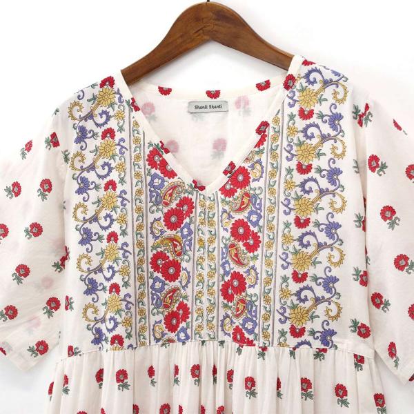 春夏 レトロフラワー 小花柄 コットン ワンピ かわいい リゾートの通販