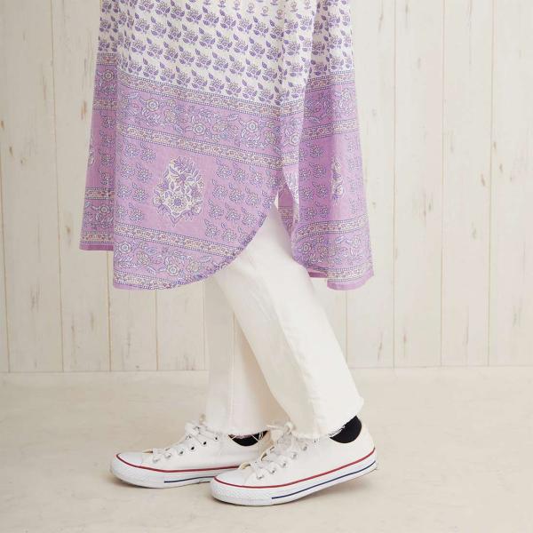 春夏 チュニックワンピース エレガントフラワー コットン ワンピ