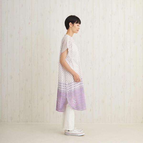 春夏 チュニックワンピース エレガントフラワー コットン ワンピ