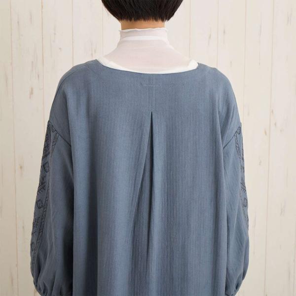 刺繍 チュニック ワンピ ヘリンボーン秋冬 ロング ワンピース おしゃれ