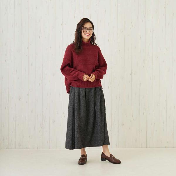 起毛 タック フレア ロングスカート 秋冬 ギャザー かわいい_3