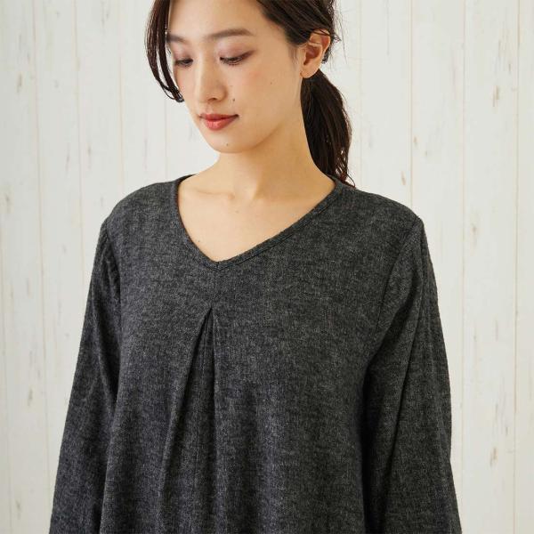 起毛 ワンピース Vネックロング 綿100 おしゃれ 秋冬 大人の通販はau