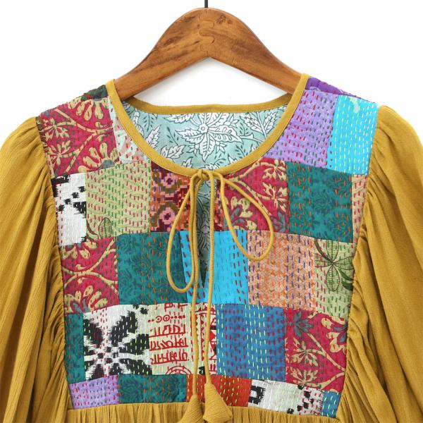 カンタ パッチワーク ワンピ 秋冬 ロング ワンピース おしゃれ 大人の