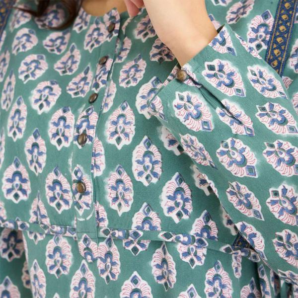 梅春 春夏 ブロックプリント 花柄 大人 レーヨン コットン ワンピ かわいい リゾートの通販は