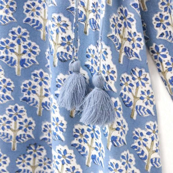 梅春 春夏 ブロックプリント 花柄 大人 レーヨン コットン ワンピ かわいい リゾートの通販は