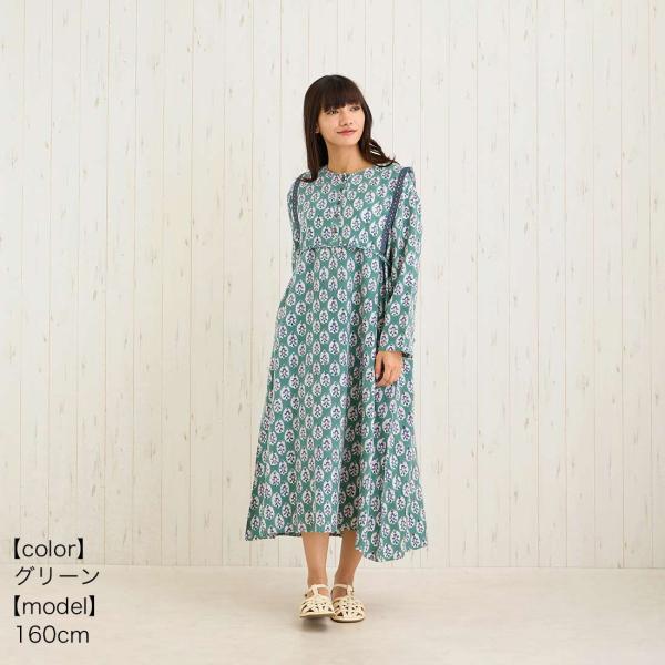 梅春 春夏 ブロックプリント 花柄 大人 レーヨン コットン ワンピ かわいい リゾートの通販は