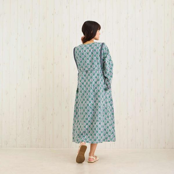 梅春 春夏 ブロックプリント 花柄 大人 レーヨン コットン ワンピ かわいい リゾートの通販は