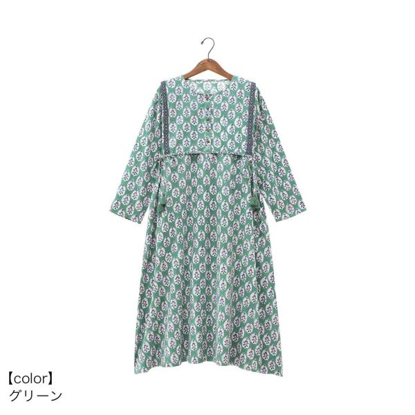 梅春 春夏 ブロックプリント 花柄 大人 レーヨン コットン ワンピ かわいい リゾートの通販は