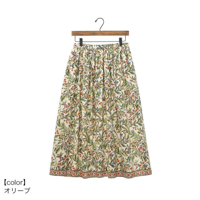 ブロックプリント フレアスカート ロングスカート 小花柄 フレア かわいい リゾート 春夏 ブロックプリント フレアスカート ロングスカート 小花柄 フレア