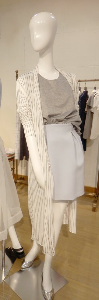 ドリーシーン ロングカーディガン ストライプ ホワイト 白 薄手 春夏