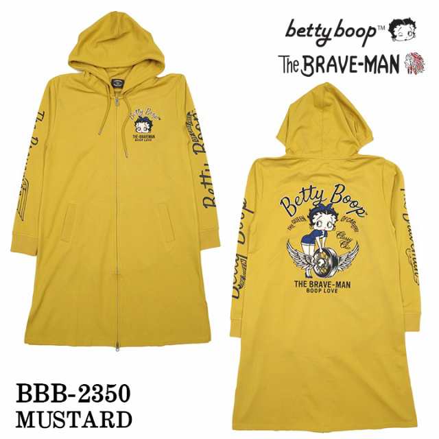 THE BRAVEMAN×BETTY BOOP ベティーブープ 天竺 フルZIP ロングパーカー