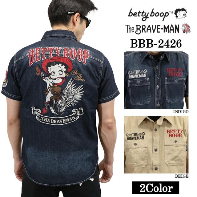 THE BRAVEMAN×BETTY BOOP ベティ・ブープ デニム半袖シャツ bbb-2426
