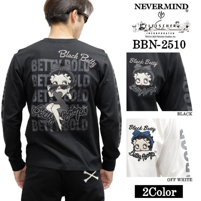 BETTY BOOP NEVERMIND TEE L/S T-SHIRT ベティーブープ ネバーマインド 天竺 ロンTEE 長袖 Tシャツ bbn-2510