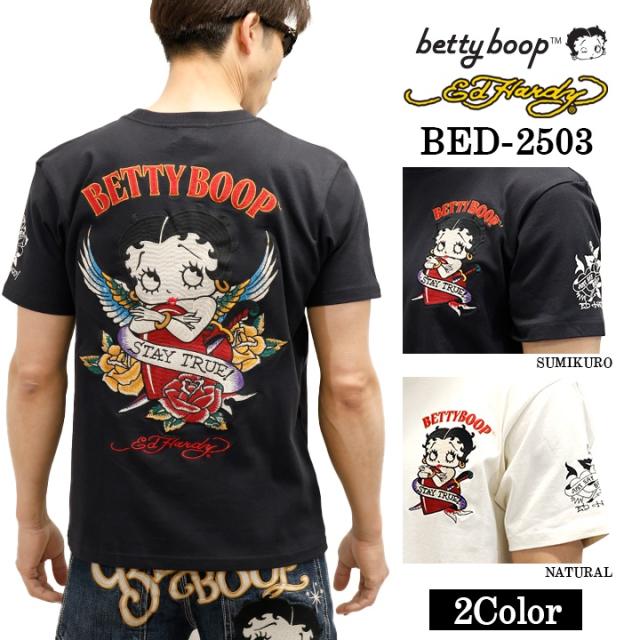 Ed Hardy×BETTY BOOP エドハーディー ベディ コラボ 天竺 刺繍 半袖Tシャツ bed-2503