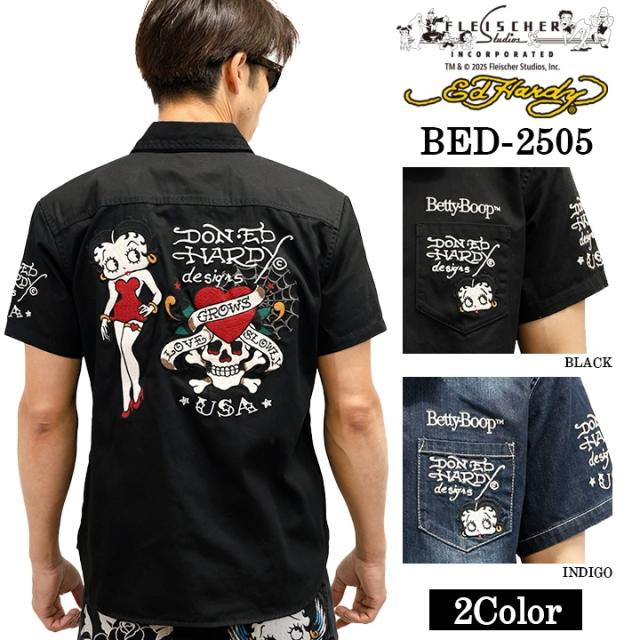 Ed Hardy×BETTY BOOP エドハーディー ベディ コラボ 刺繍 半袖シャツ bed-2505
