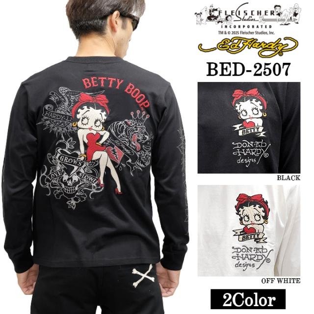 Ed Hardy BETTY BOOP TEE L/S T-SHIRT エドハーディー ベディ コラボ 天竺 刺繍 ロンTEE 長袖Tシャツ bed-2507