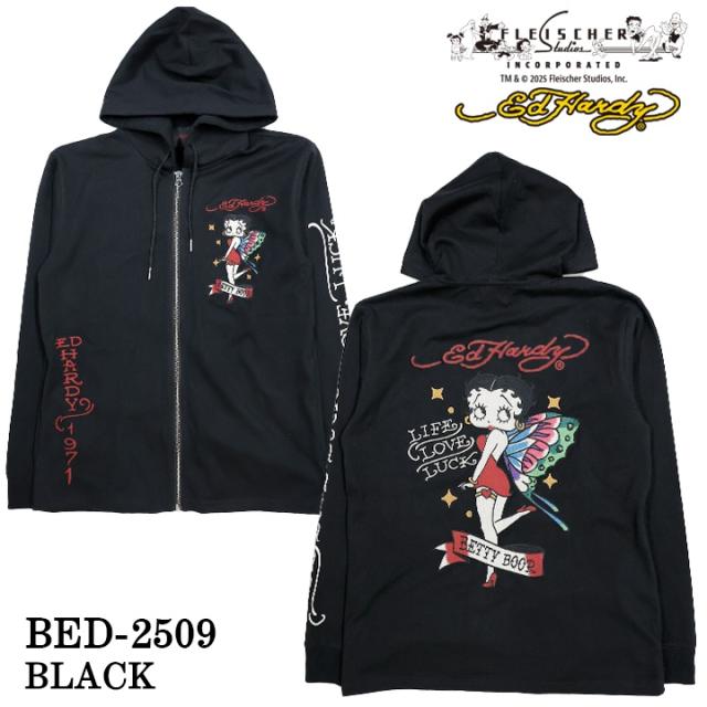 Ed Hardy BETTY BOOP F/Z PARKA HOODIE エドハーディー ベディ コラボ 天竺 パーカー bed-2509_3