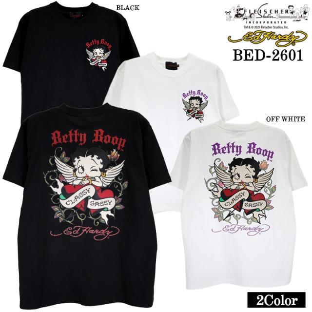 Ed Hardy BETTY BOOP TEE S/S T-SHIRT エドハーディー ベディ コラボ 天竺 刺繍 半袖Tシャツ bed-2601