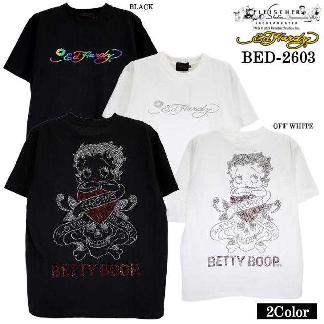 Ed Hardy BETTY BOOP TEE S/S T-SHIRT エドハーディー ベディ コラボ 天竺 刺繍 半袖Tシャツ bed-2603